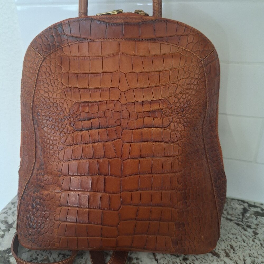 Brahmin Black Leather Backpack